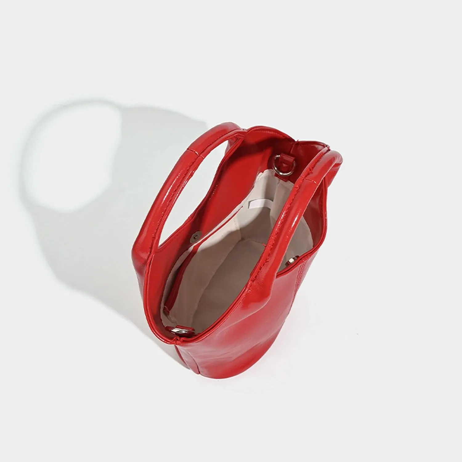 Women Handbag Patent Leather Soft Bucket Bag Stylish Solid Shoulder Bag Satchel Ladies Daily Clutch Bag