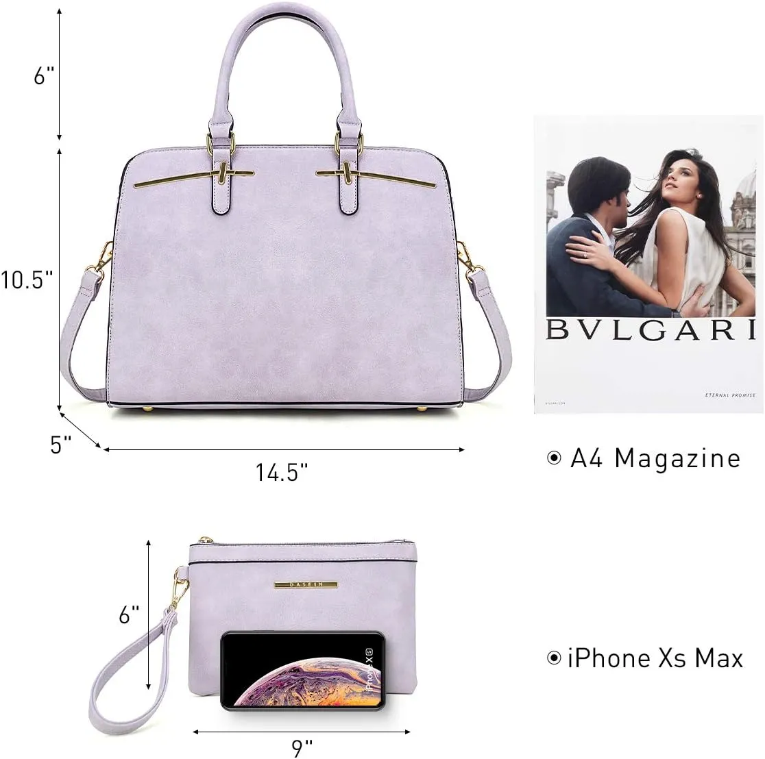 Women Handbag Wallet Tote Shoulder Hobo Bag Top Handle Satchel Purse Set 2pcs with 3 Compartments