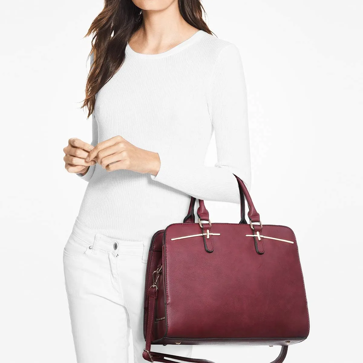 Women Handbag Wallet Tote Shoulder Hobo Bag Top Handle Satchel Purse Set 2pcs with 3 Compartments