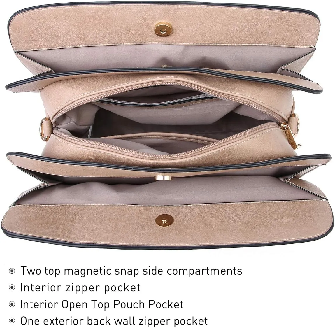 Women Handbag Wallet Tote Shoulder Hobo Bag Top Handle Satchel Purse Set 2pcs with 3 Compartments