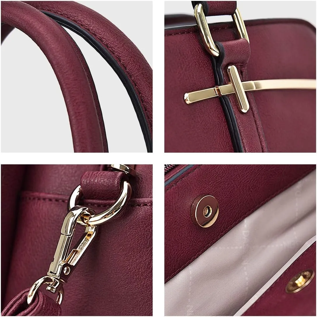 Women Handbag Wallet Tote Shoulder Hobo Bag Top Handle Satchel Purse Set 2pcs with 3 Compartments