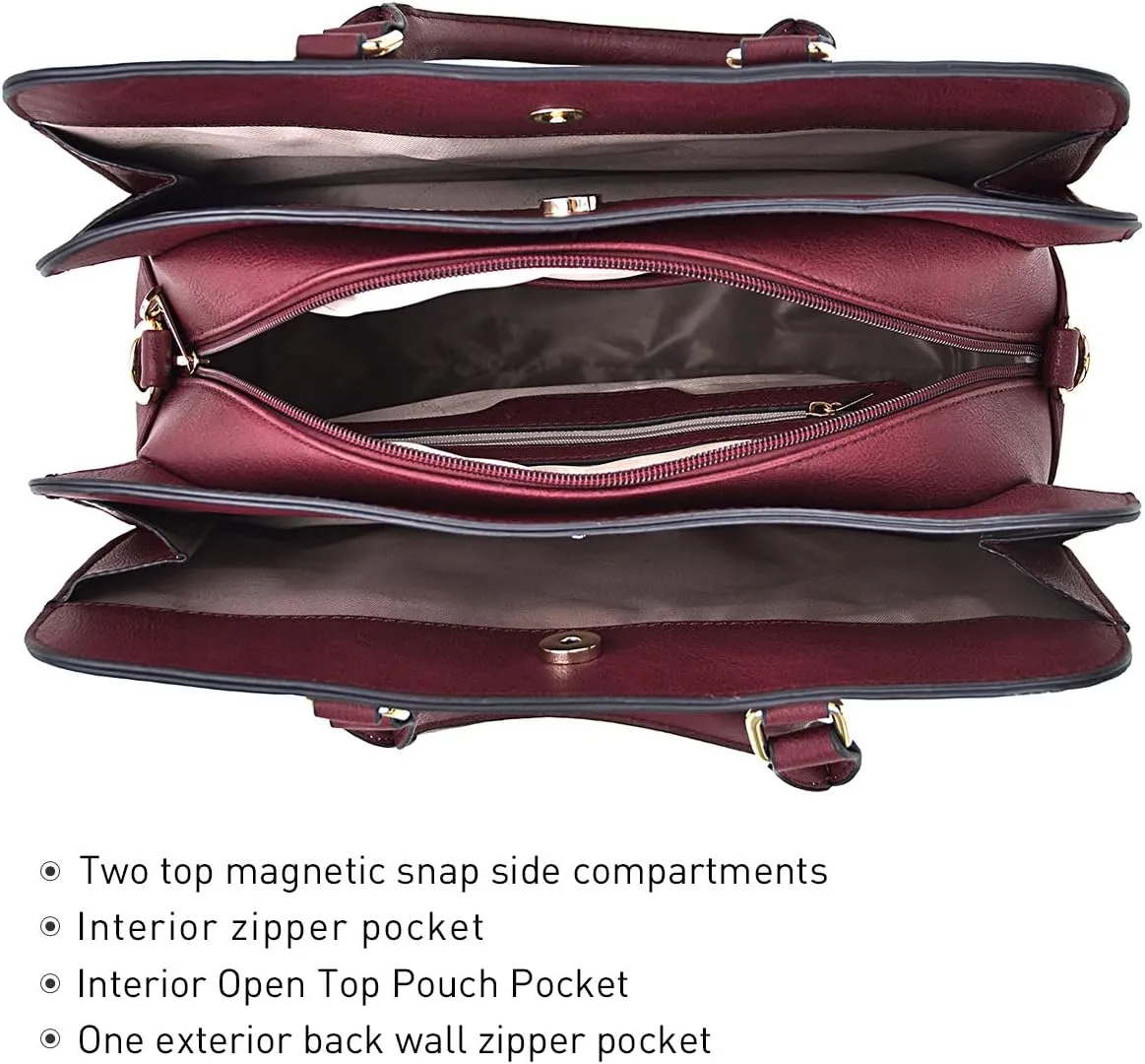 Women Handbag Wallet Tote Shoulder Hobo Bag Top Handle Satchel Purse Set 2pcs with 3 Compartments