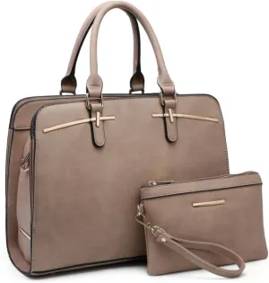 Women Handbag Wallet Tote Shoulder Hobo Bag Top Handle Satchel Purse Set 2pcs with 3 Compartments