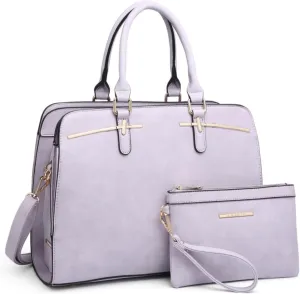 Women Handbag Wallet Tote Shoulder Hobo Bag Top Handle Satchel Purse Set 2pcs with 3 Compartments