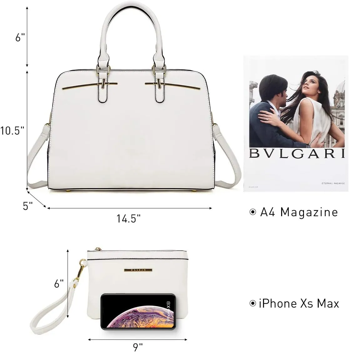 Women Handbag Wallet Tote Shoulder Hobo Bag Top Handle Satchel Purse Set 2pcs with 3 Compartments