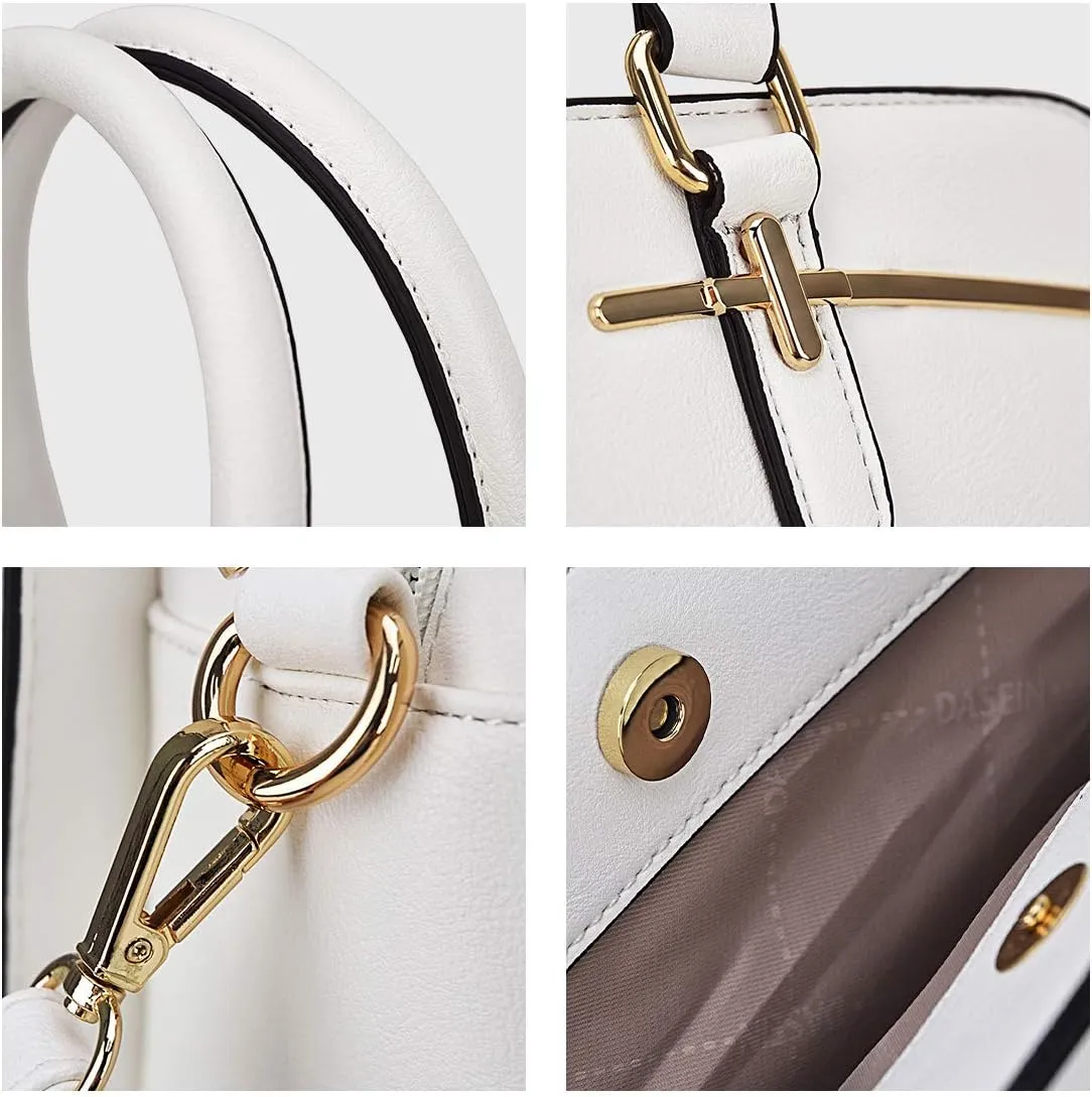 Women Handbag Wallet Tote Shoulder Hobo Bag Top Handle Satchel Purse Set 2pcs with 3 Compartments
