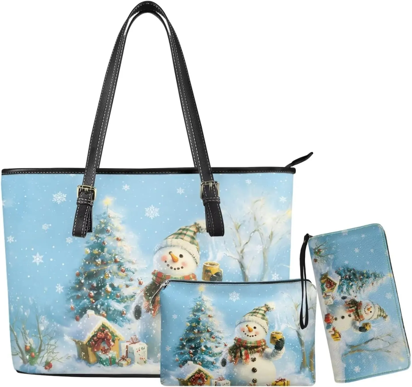 Women Handbags Purses Large Top Handle Bags/PU Leather Long Wallets/Small Make Up Pouch
