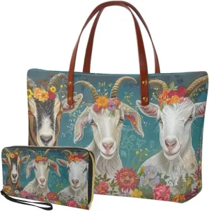 Women Handbags Wallet Tote Bag Shoulder Bag Top Handle Satchel Purse Set 2pcs