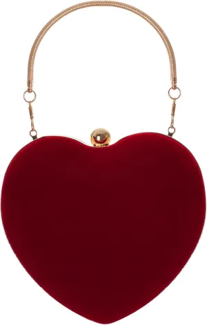 Women Heart Shaped Purse Velvet Small Evening Handbag Clutch Shoulder Bag for Wedding Cocktail Party Prom