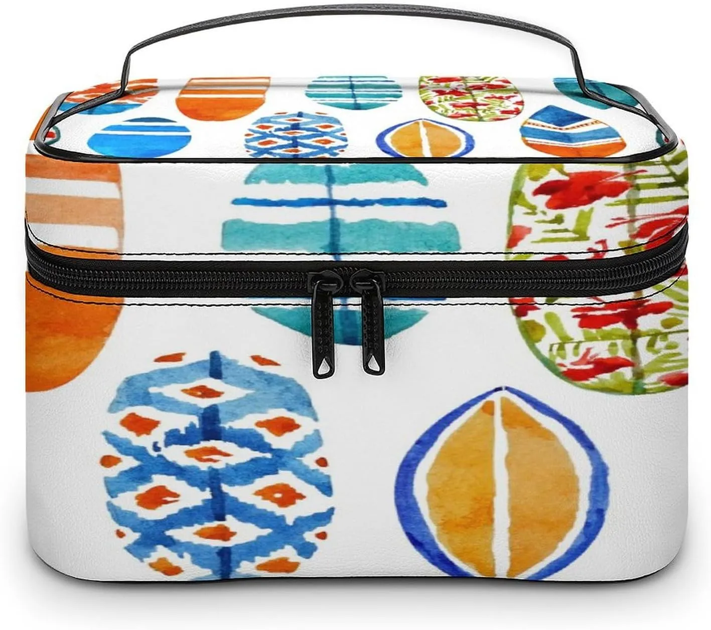 Women Leather Cosmetic Bag, Zipper Makeup Case Purse Holder Pouch Handbag