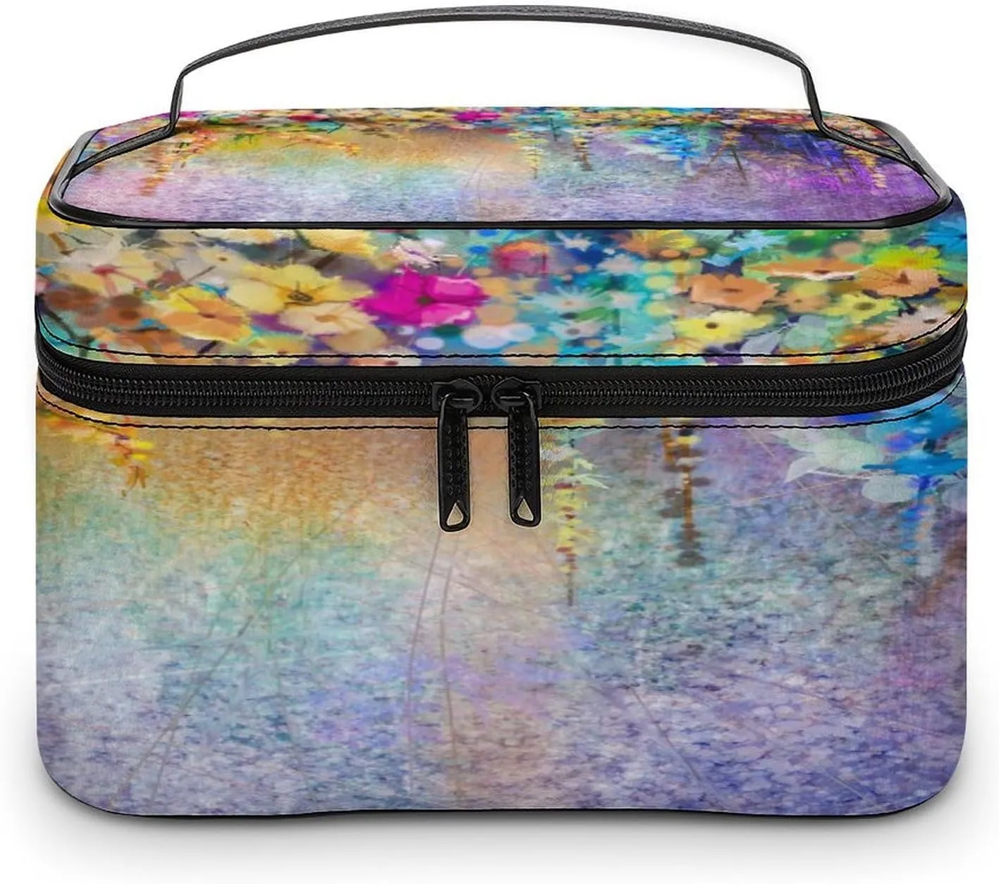 Women Leather Cosmetic Bag, Zipper Makeup Case Purse Holder Pouch Handbag