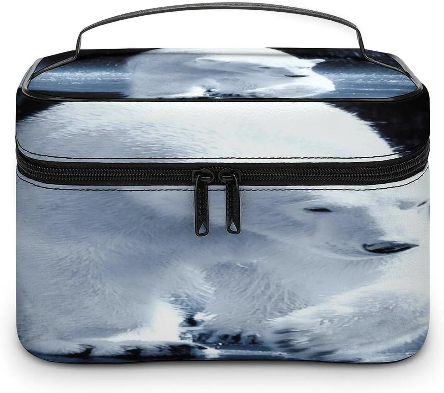 Women Leather Cosmetic Bag, Zipper Makeup Case Purse Holder Pouch Handbag