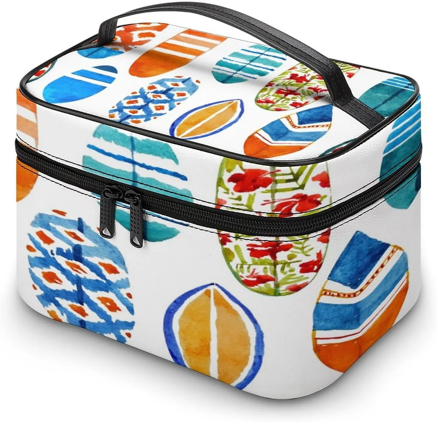 Women Leather Cosmetic Bag, Zipper Makeup Case Purse Holder Pouch Handbag