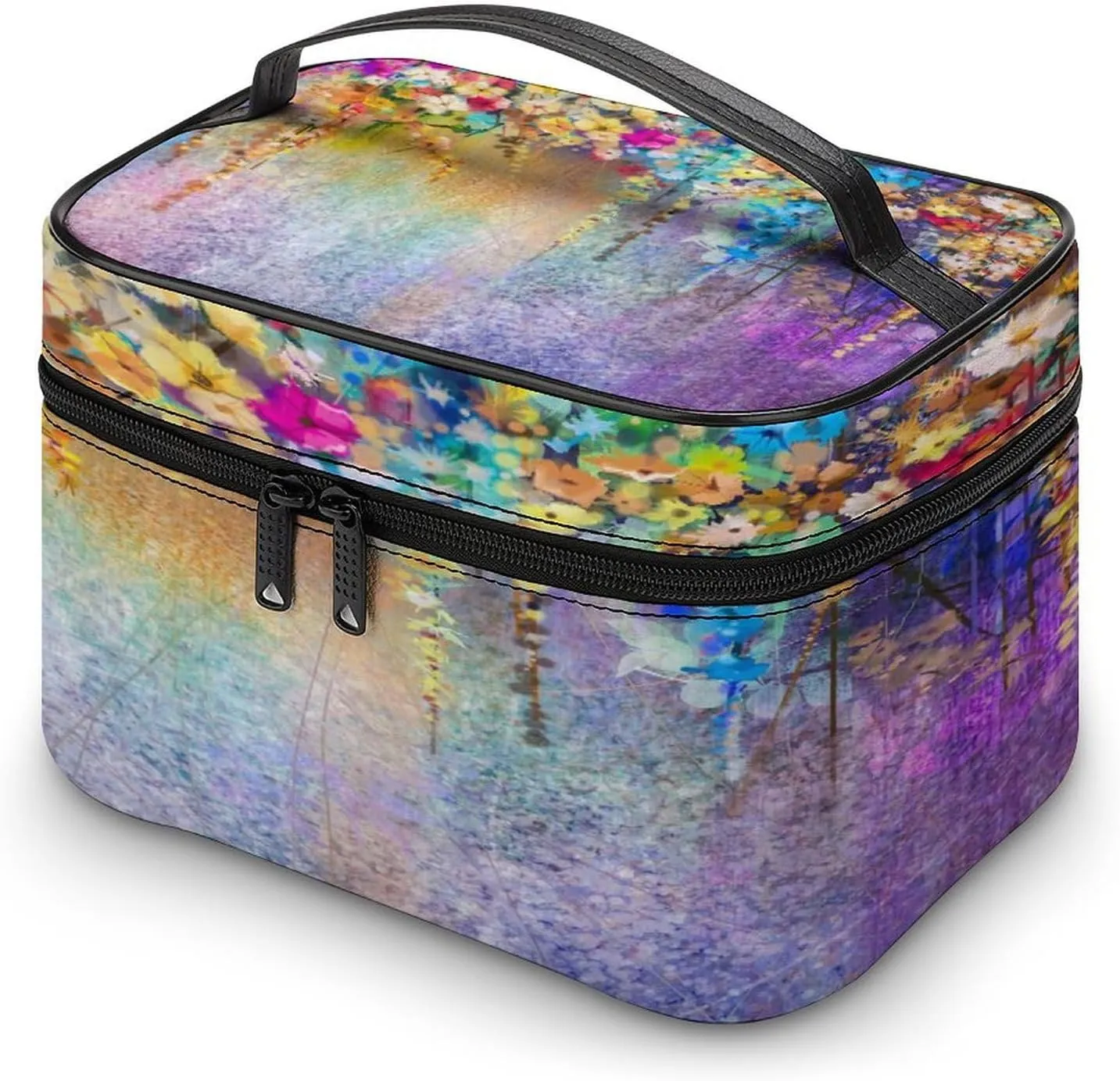 Women Leather Cosmetic Bag, Zipper Makeup Case Purse Holder Pouch Handbag
