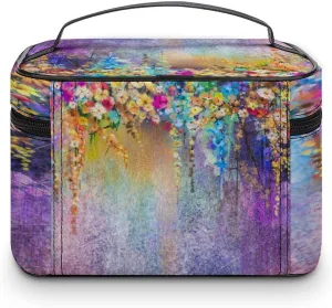 Women Leather Cosmetic Bag, Zipper Makeup Case Purse Holder Pouch Handbag