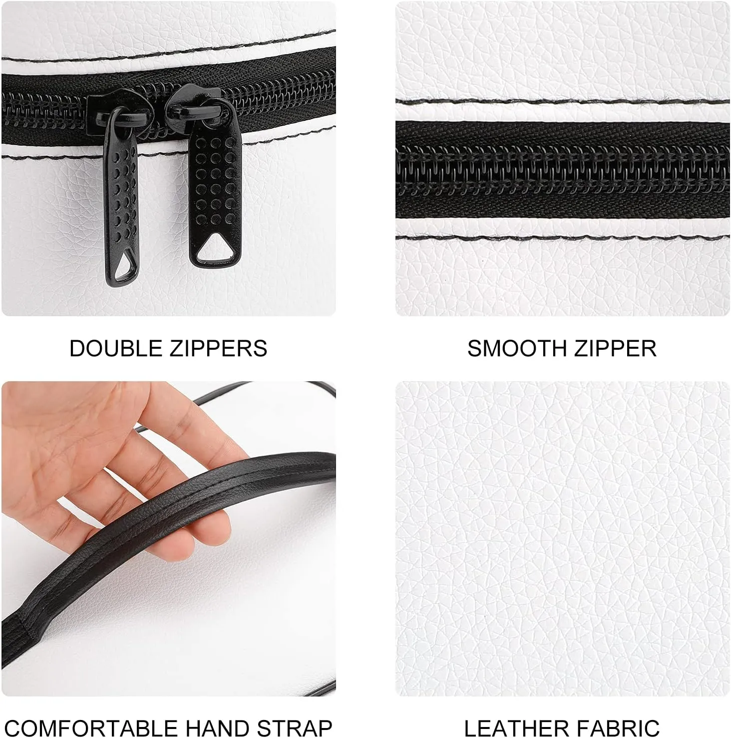 Women Leather Cosmetic Bag, Zipper Makeup Case Purse Holder Pouch Handbag