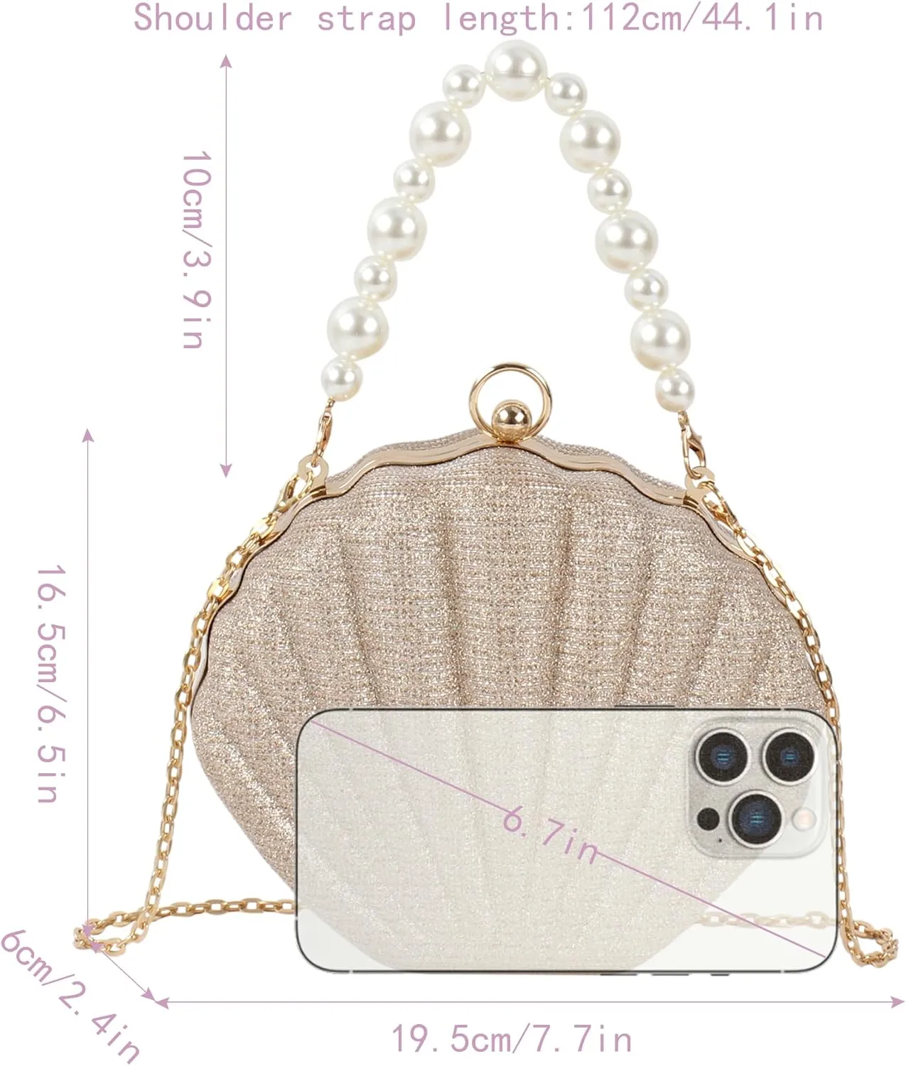 Women Mini Seashell Evening Clutch Top-Handle Bag Cross-body Bag