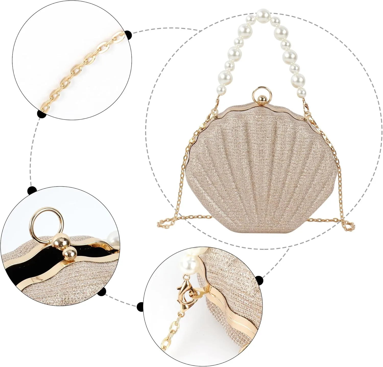 Women Mini Seashell Evening Clutch Top-Handle Bag Cross-body Bag