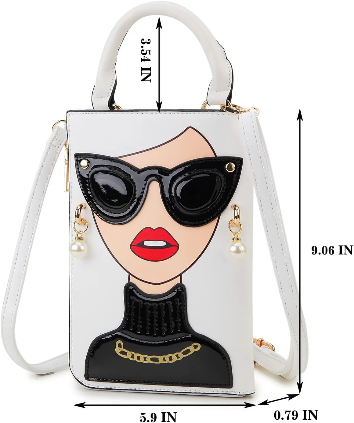 Women Novelty Lady Face Shoulder Bags Funky PU Leather Top Handle Satchel Handbags Clutch Purse for Women