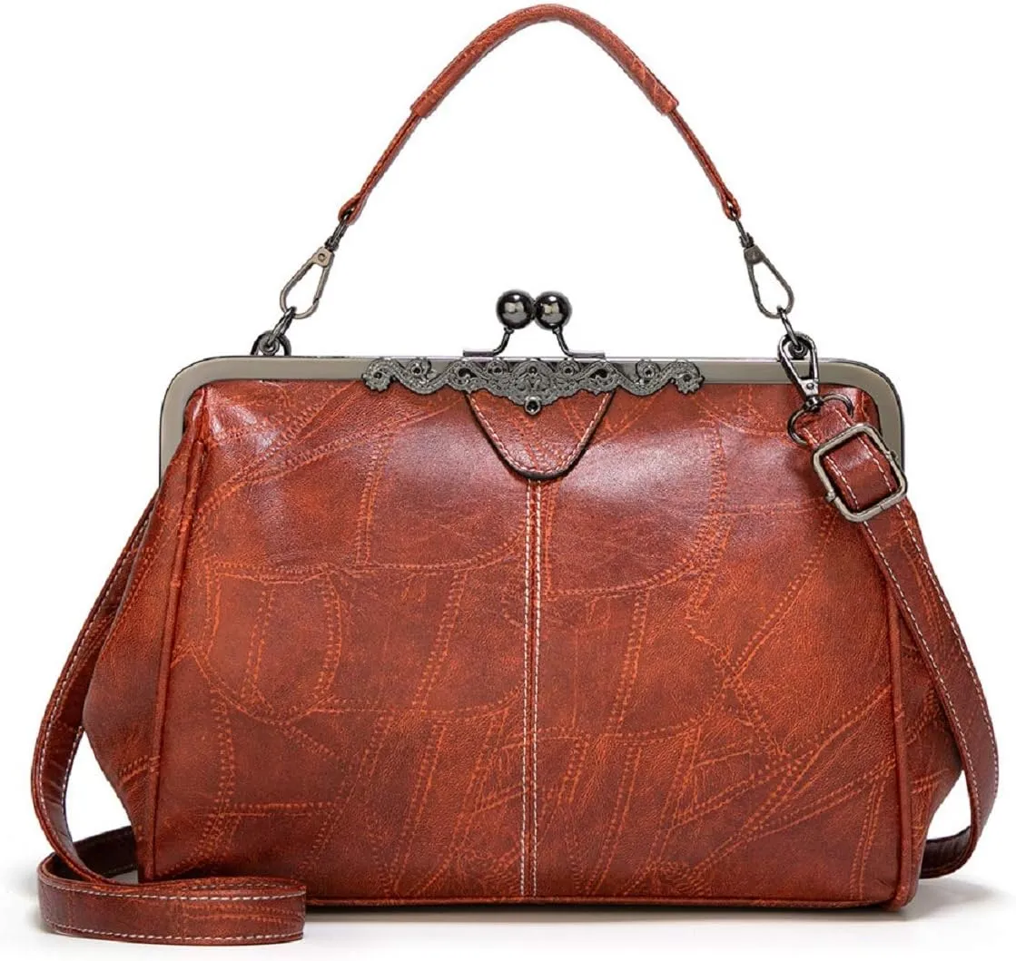 Women Retro Hollow Oil Wax PU Leather Handbag Multiple Collocations Messenger Bag Handbags