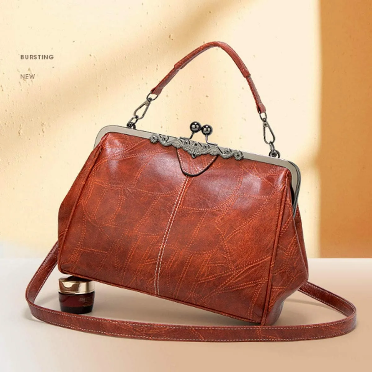 Women Retro Hollow Oil Wax PU Leather Handbag Multiple Collocations Messenger Bag Handbags