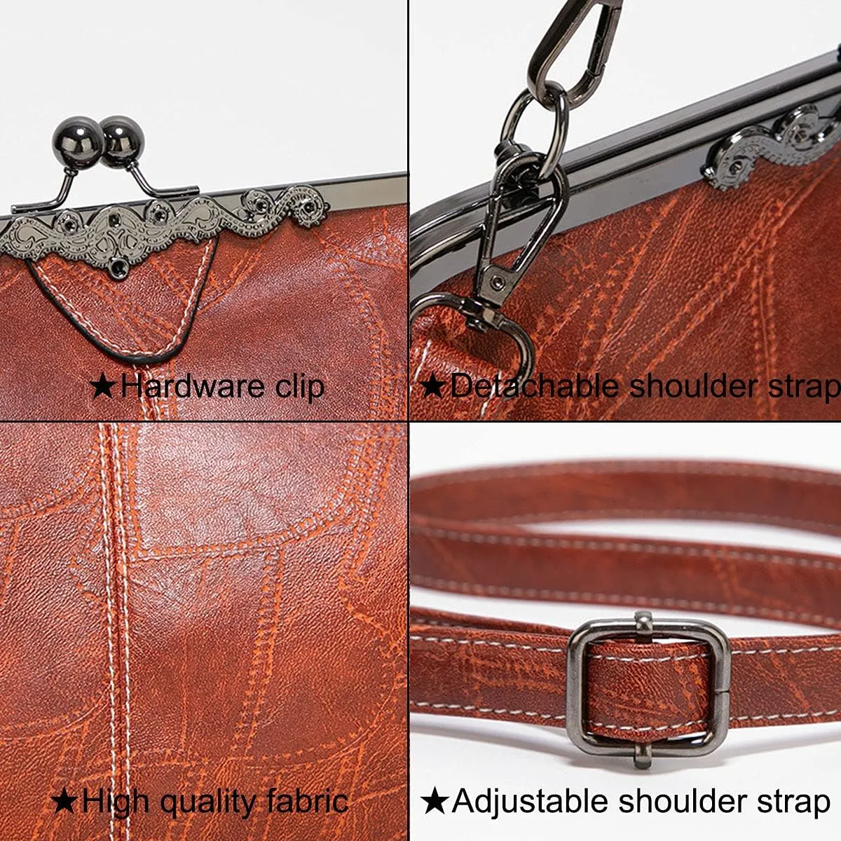 Women Retro Hollow Oil Wax PU Leather Handbag Multiple Collocations Messenger Bag Handbags