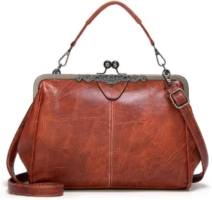 Women Retro Hollow Oil Wax PU Leather Handbag Multiple Collocations Messenger Bag Handbags