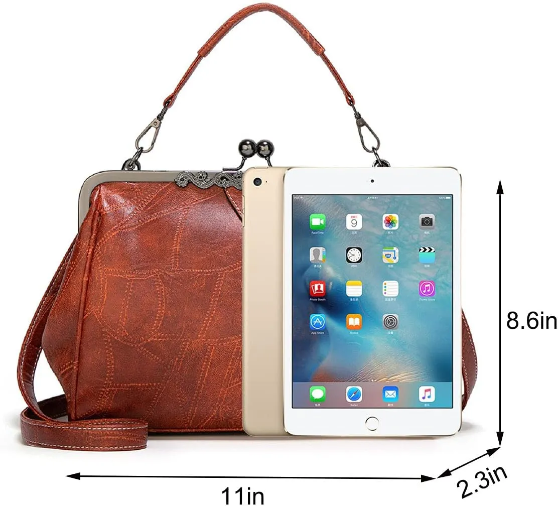 Women Retro Hollow Oil Wax PU Leather Handbag Multiple Collocations Messenger Bag Handbags