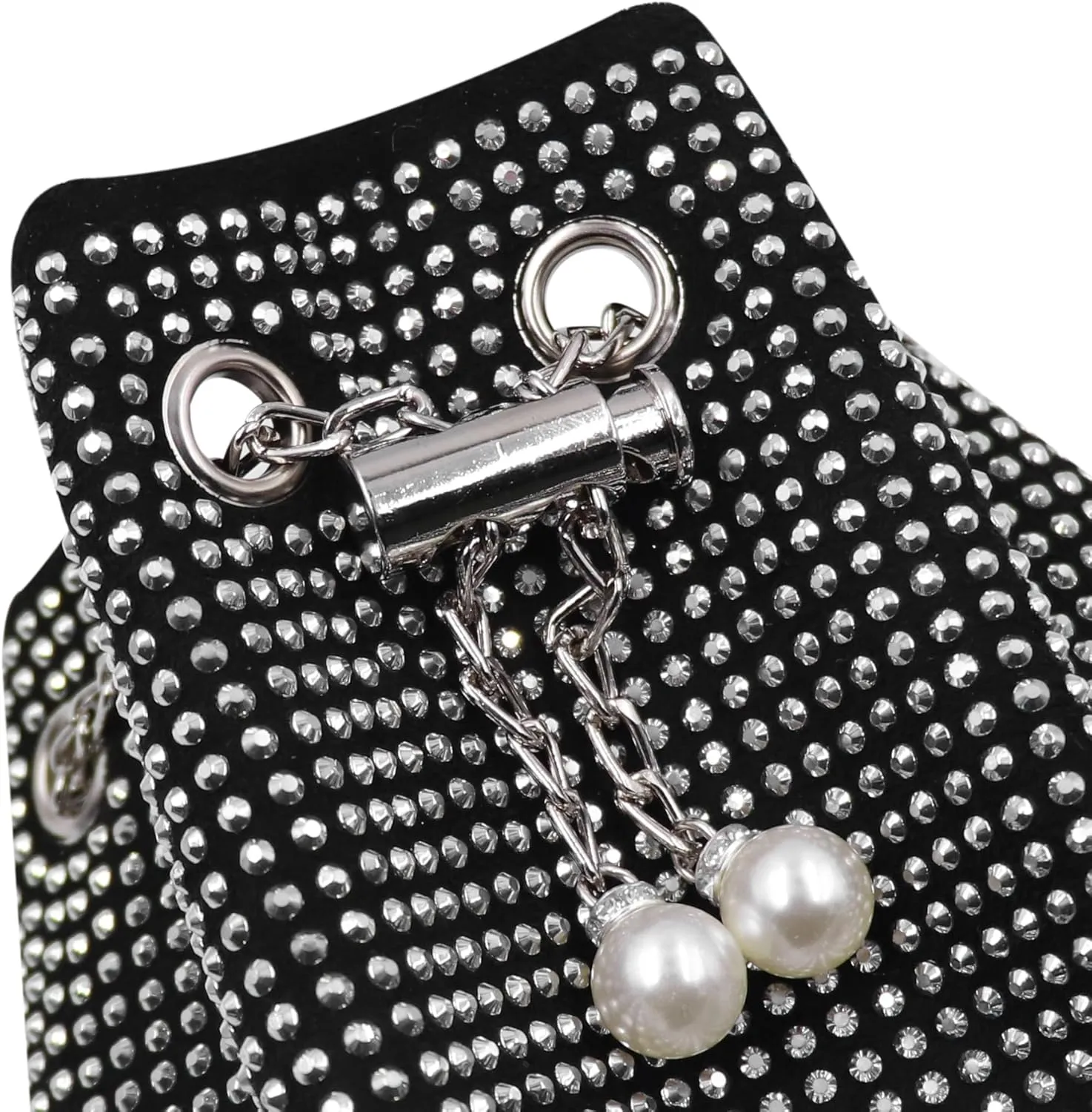 Women Rhinestone Evening Clutch Luxury Diamond Bucket Bag with Drawstring shining Crossbody Shoulder Purse for Prom