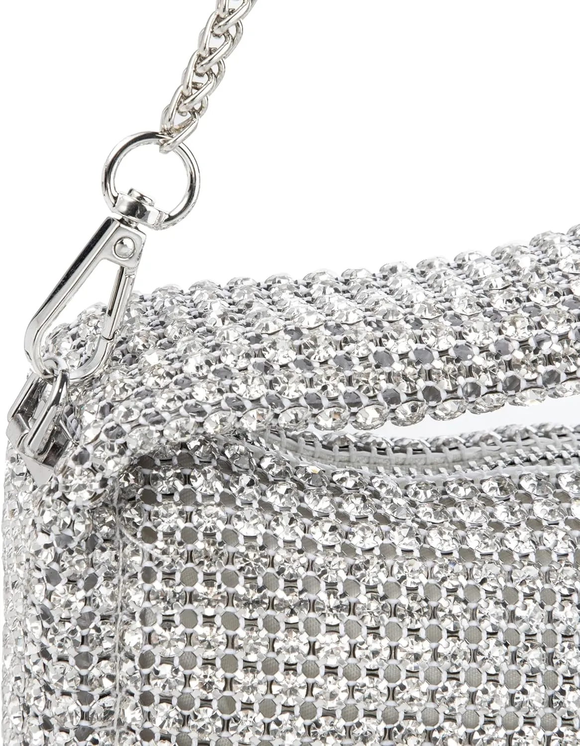 Women Rhinestone Evening Underarm Bag Crystal Clutch with Detachable Strap Sparkling Purse for Wedding Party
