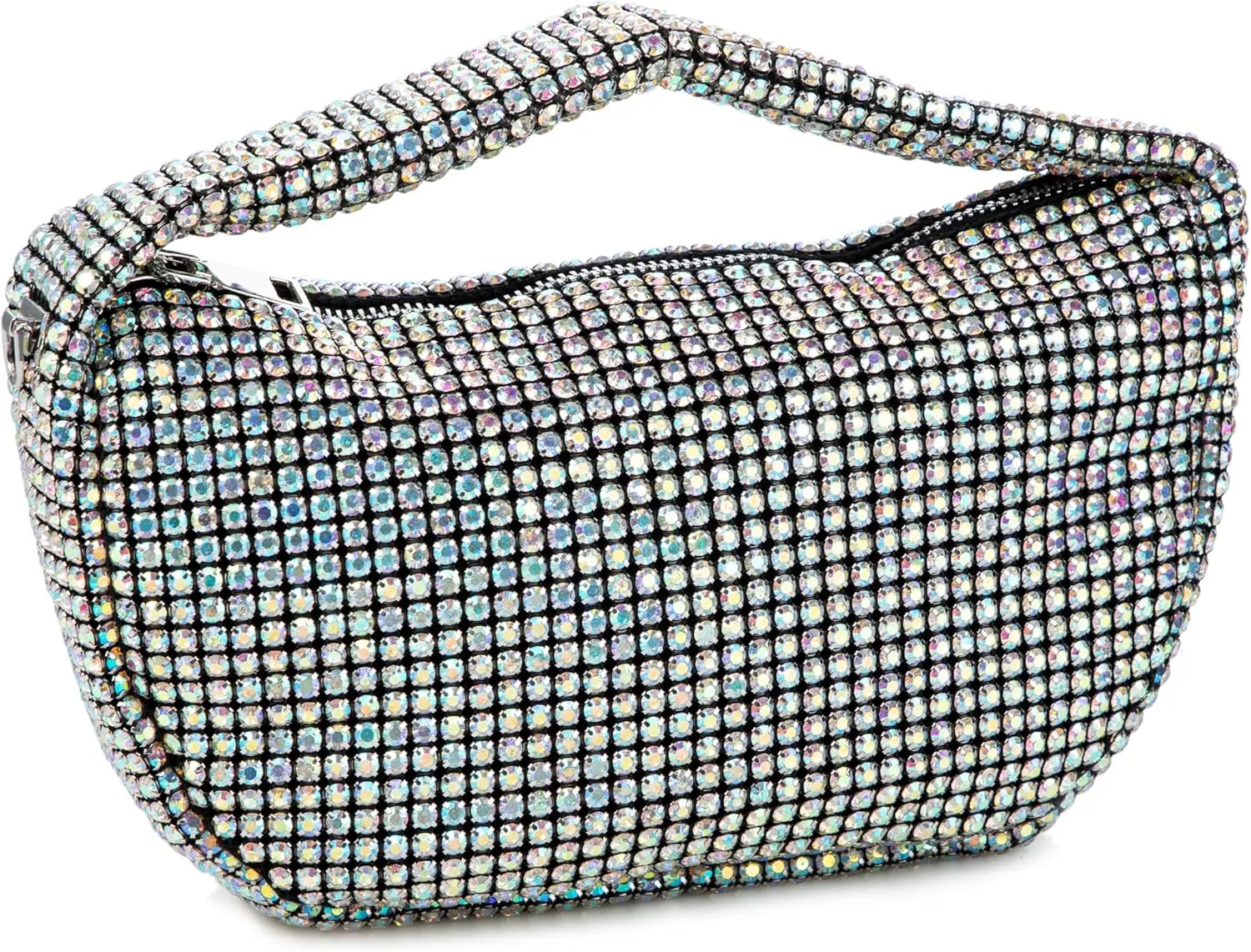 Women Rhinestone Evening Underarm Bag Crystal Clutch with Detachable Strap Sparkling Purse for Wedding Party