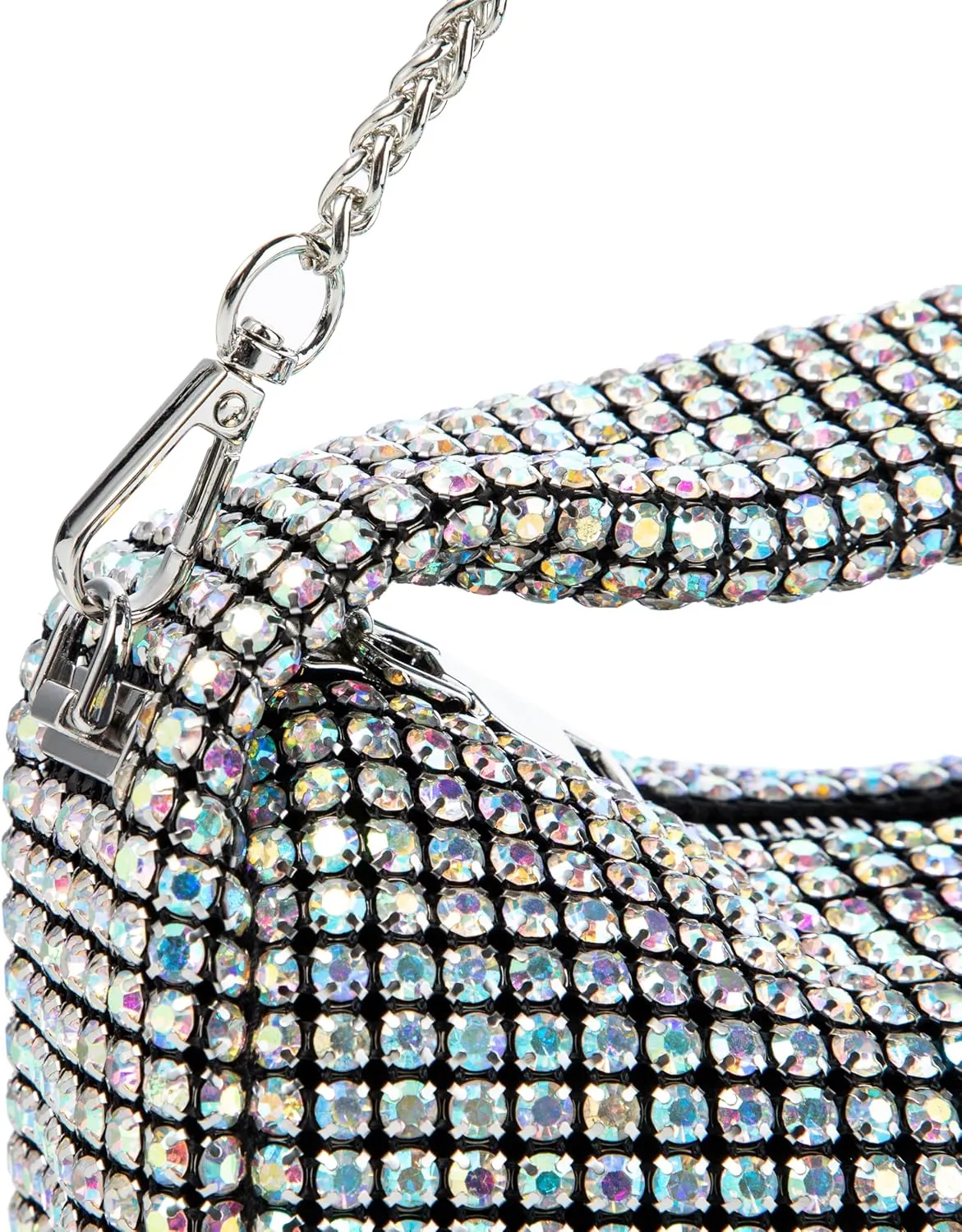 Women Rhinestone Evening Underarm Bag Crystal Clutch with Detachable Strap Sparkling Purse for Wedding Party