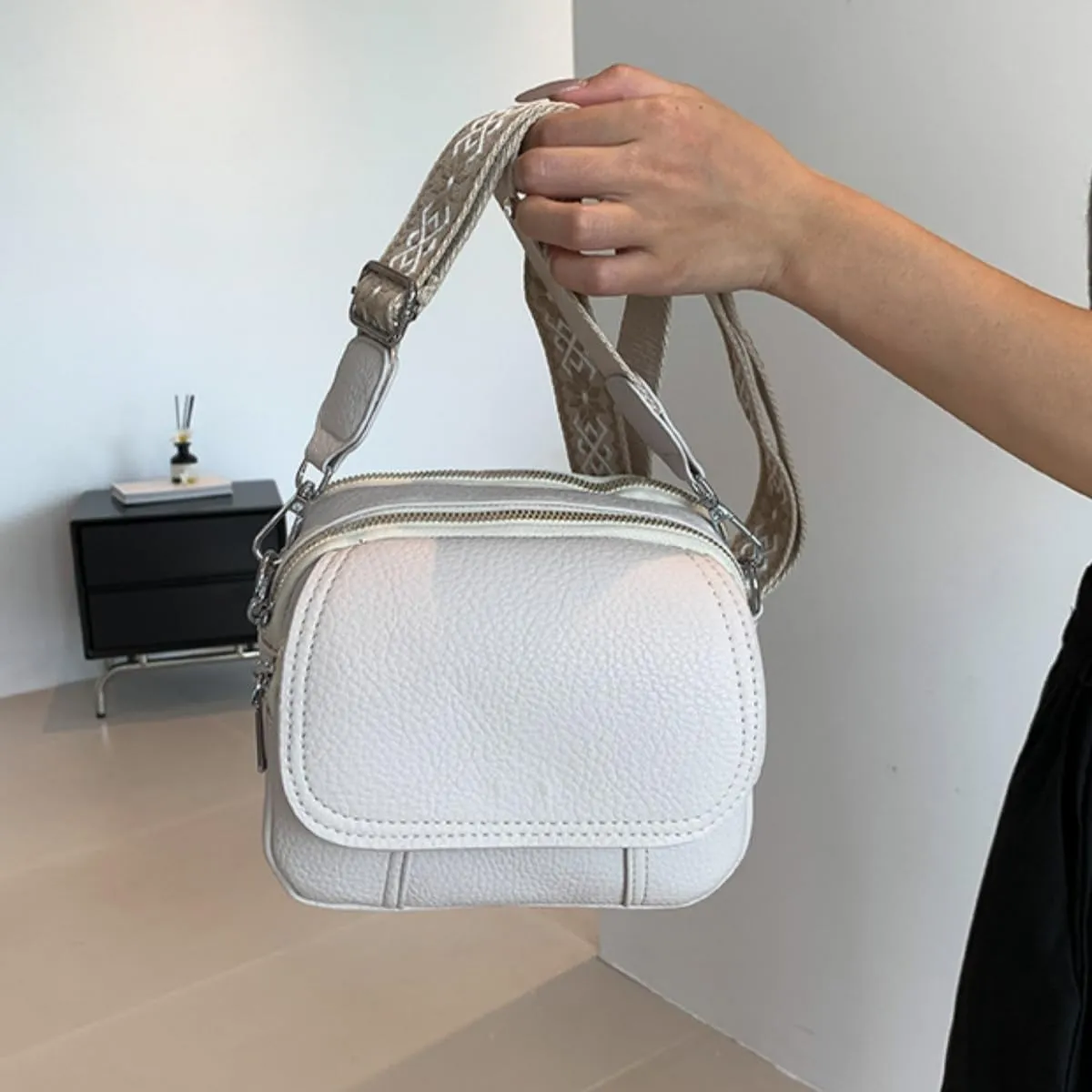 Women Small Crossbody Purse Fashion Lightweight Vegan Leather Handbags with Boho Strap Shoulder