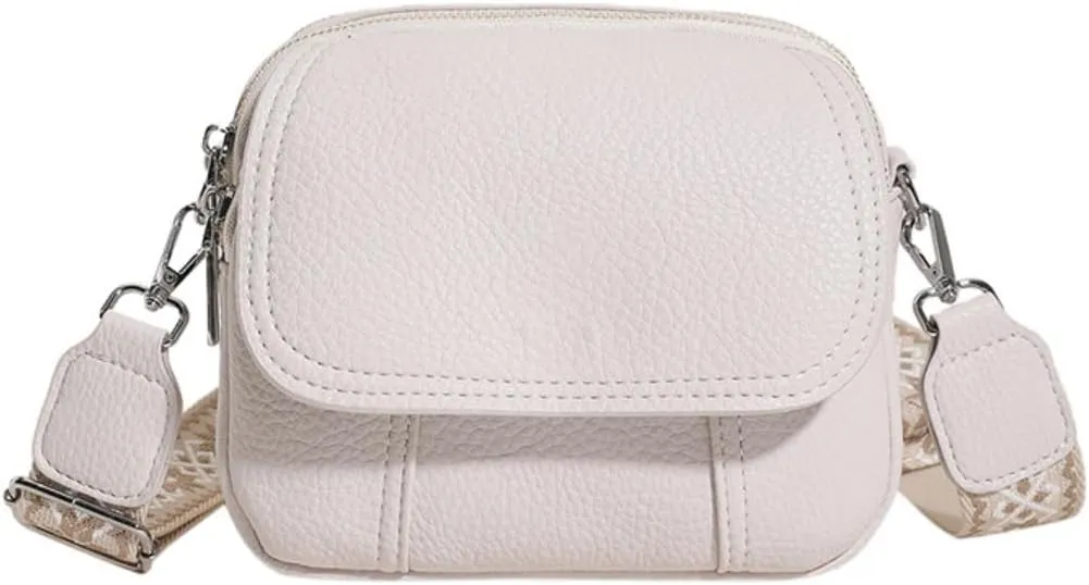 Women Small Crossbody Purse Fashion Lightweight Vegan Leather Handbags with Boho Strap Shoulder