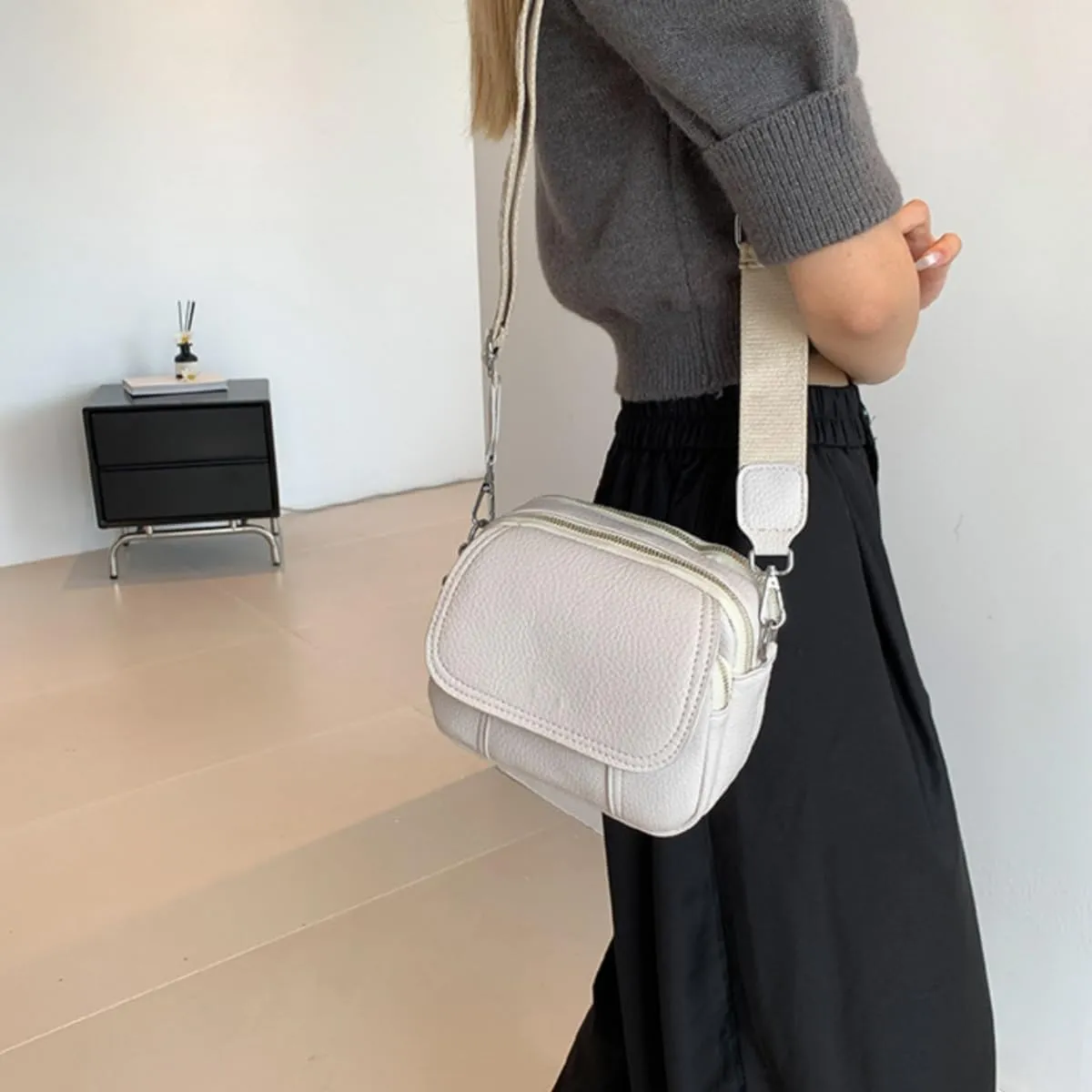 Women Small Crossbody Purse Fashion Lightweight Vegan Leather Handbags with Boho Strap Shoulder