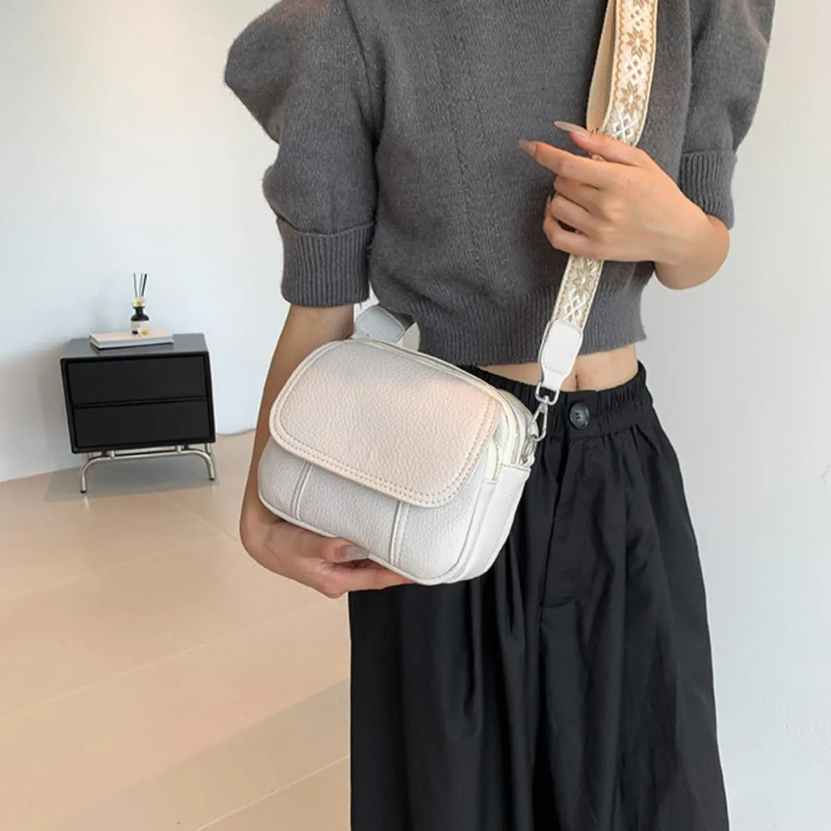 Women Small Crossbody Purse Fashion Lightweight Vegan Leather Handbags with Boho Strap Shoulder