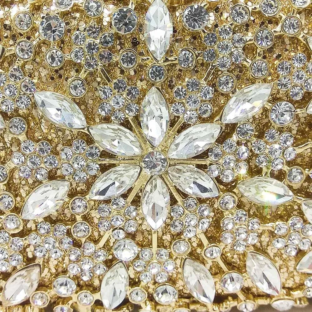 Women Snowflake Evening Bags Wedding Bridal Flower Crystal Clutch Purse Party Box Rhinestone Handbag