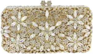 Women Snowflake Evening Bags Wedding Bridal Flower Crystal Clutch Purse Party Box Rhinestone Handbag