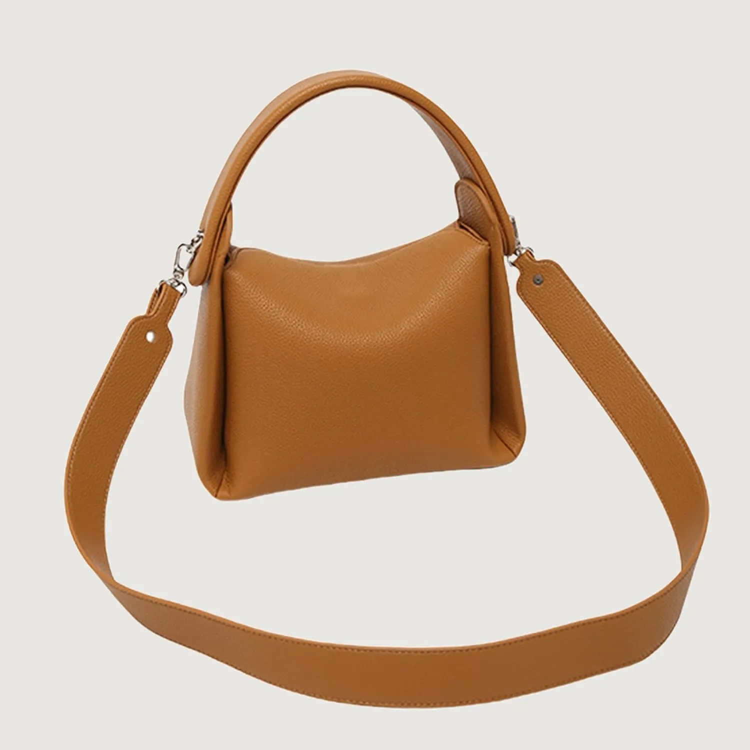 Women Top Handle Handbag Medium Leather Dumpling Bag Designer Crossbody Purse with Detachable Strap