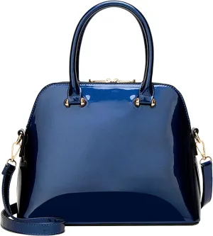 Women Top-handle Handbag Purse Glossy Patent PU Shell Shoulder Crossbody Bag Satchel Tote