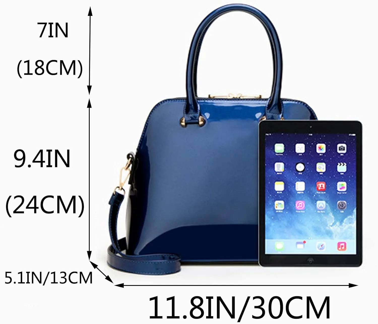 Women Top-handle Handbag Purse Glossy Patent PU Shell Shoulder Crossbody Bag Satchel Tote