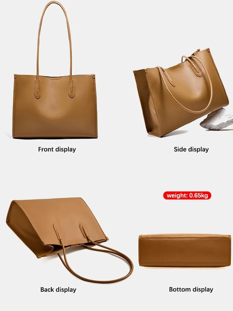 Women Tote Bag Handbags Cowhide Natural Leather Fashion Hobo Shoulder Bags with Minimalist Design