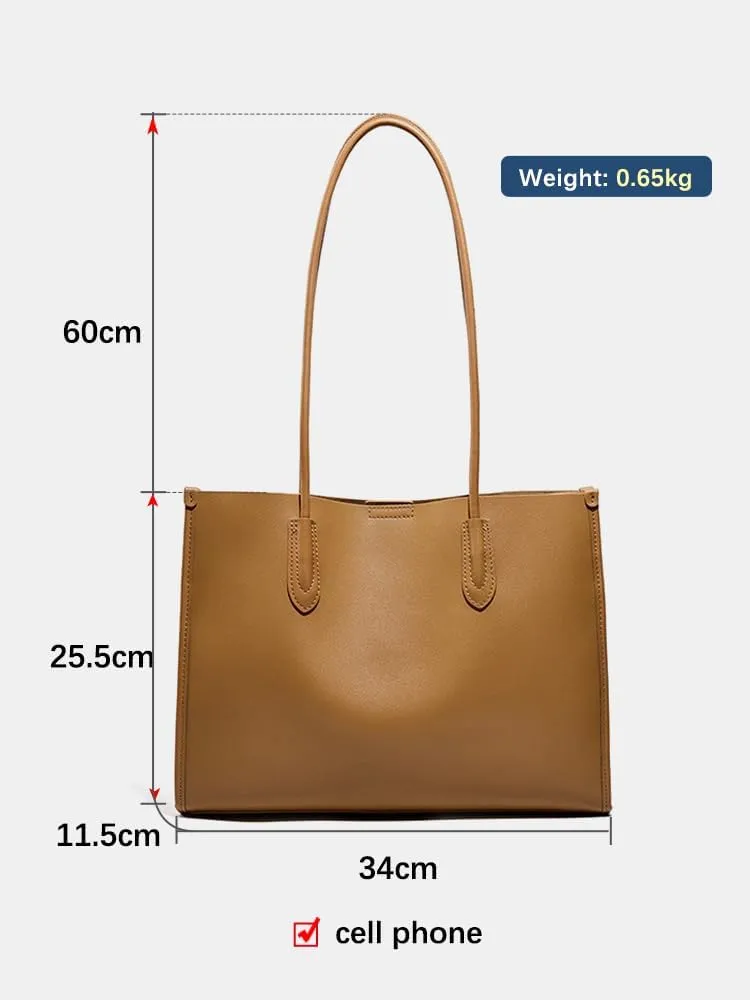 Women Tote Bag Handbags Cowhide Natural Leather Fashion Hobo Shoulder Bags with Minimalist Design