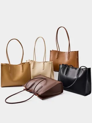 Women Tote Bag Handbags Cowhide Natural Leather Fashion Hobo Shoulder Bags with Minimalist Design