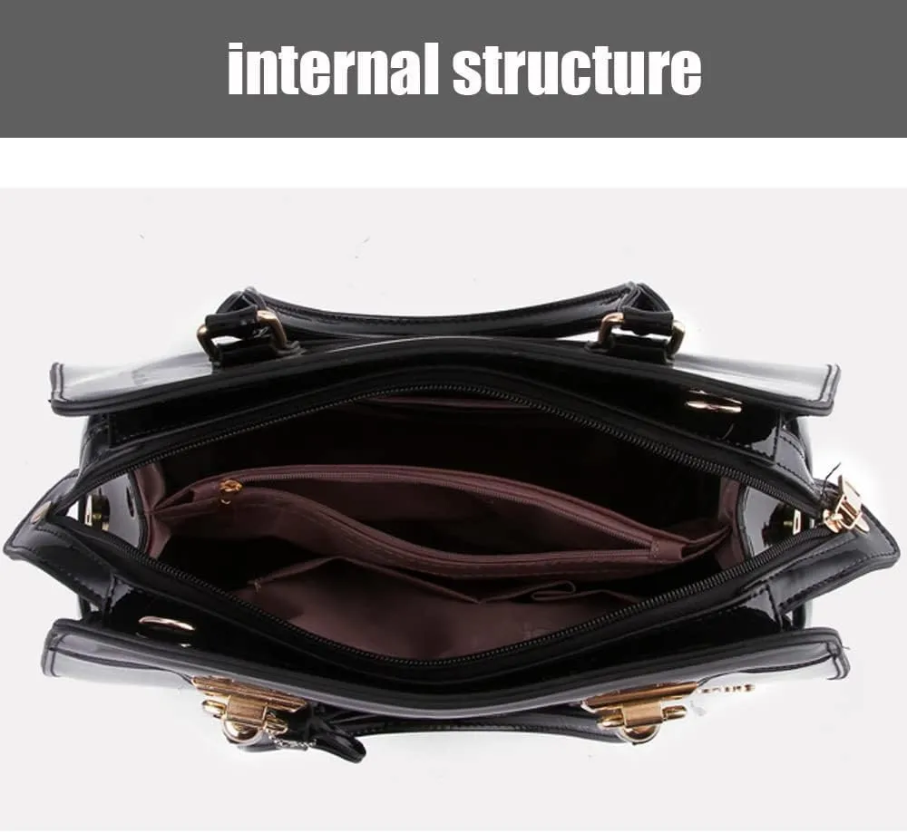 Women Tote Bags Glossy Patent Leather Top Handle Handbags Satchel Handbag Fashion Purse Shoulder Bag Crossbody Bag
