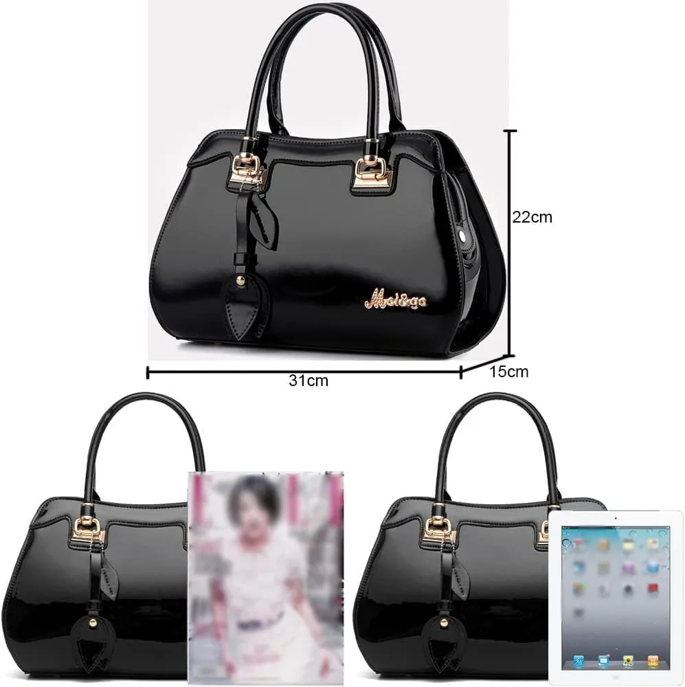 Women Tote Bags Glossy Patent Leather Top Handle Handbags Satchel Handbag Fashion Purse Shoulder Bag Crossbody Bag