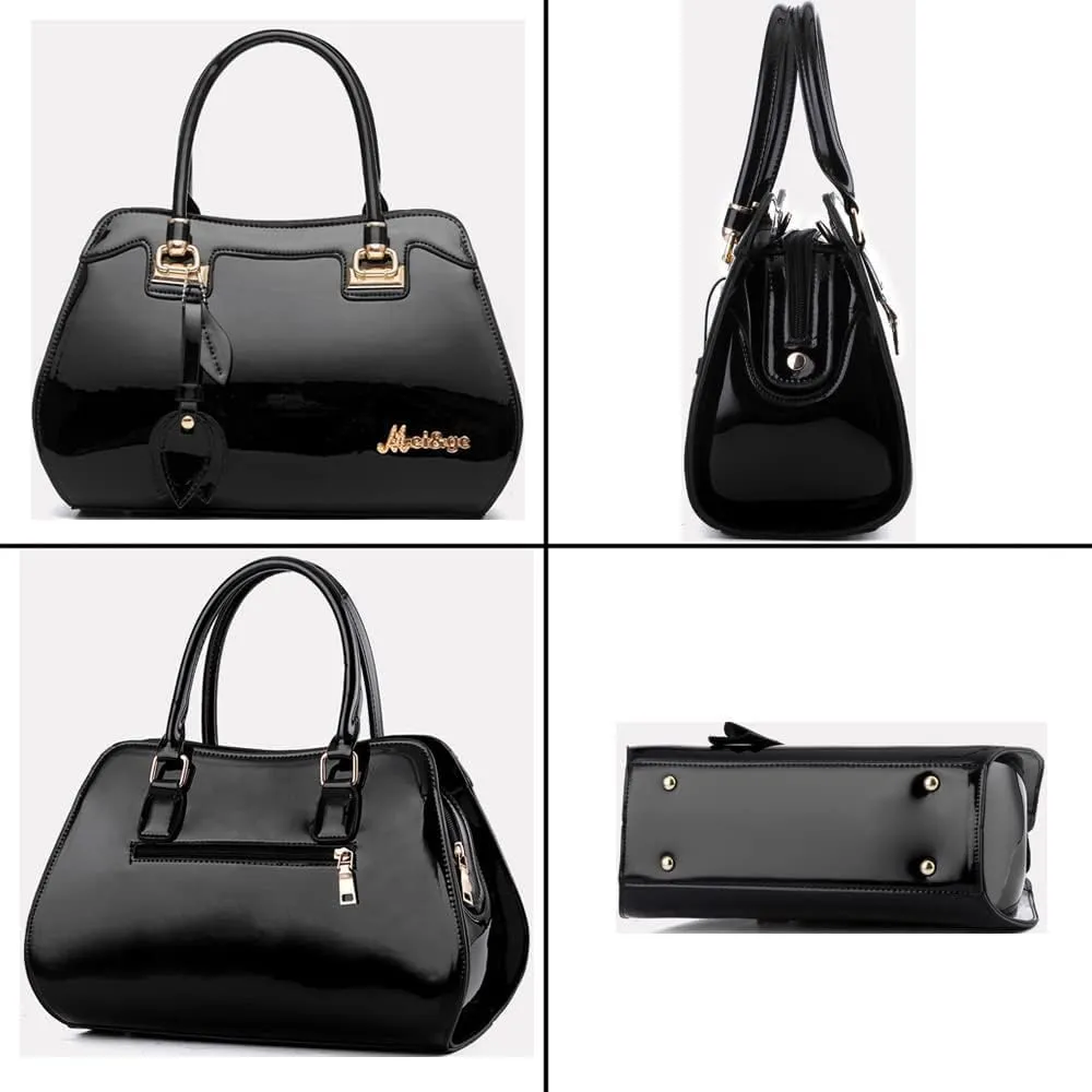 Women Tote Bags Glossy Patent Leather Top Handle Handbags Satchel Handbag Fashion Purse Shoulder Bag Crossbody Bag