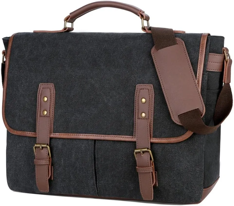Women Vintage Briefcases Canvas Laptop Bags Portable Messenger Bag for Business Briefcase Shoulder Bag