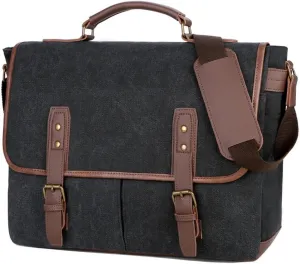 Women Vintage Briefcases Canvas Laptop Bags Portable Messenger Bag for Business Briefcase Shoulder Bag