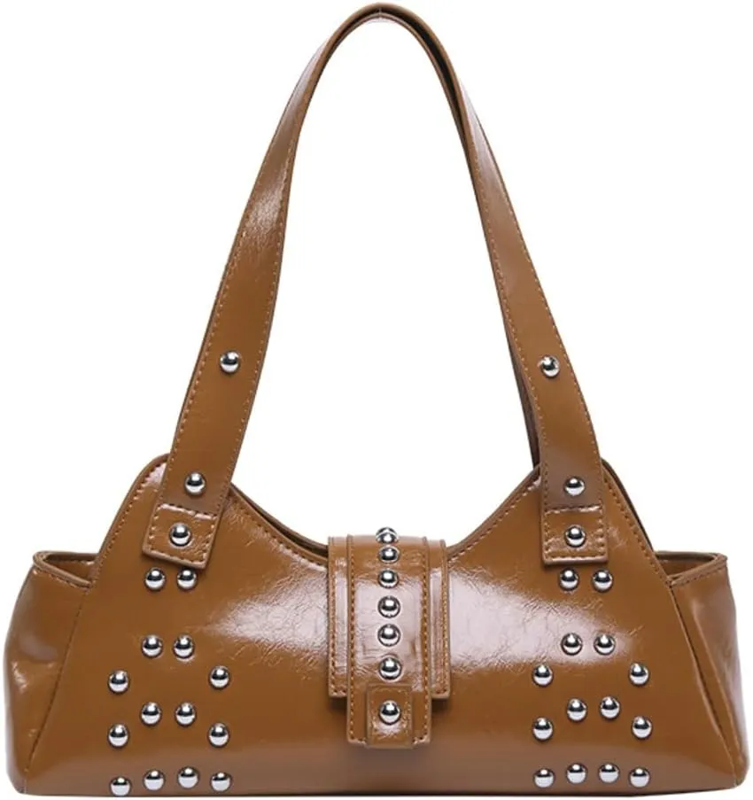 Women Y2k Purse Stylish Studded Hobo Bag Underarm Shoulder Bag Vintage Rivets Tote Handbag Designer Top Handle Purse 2025